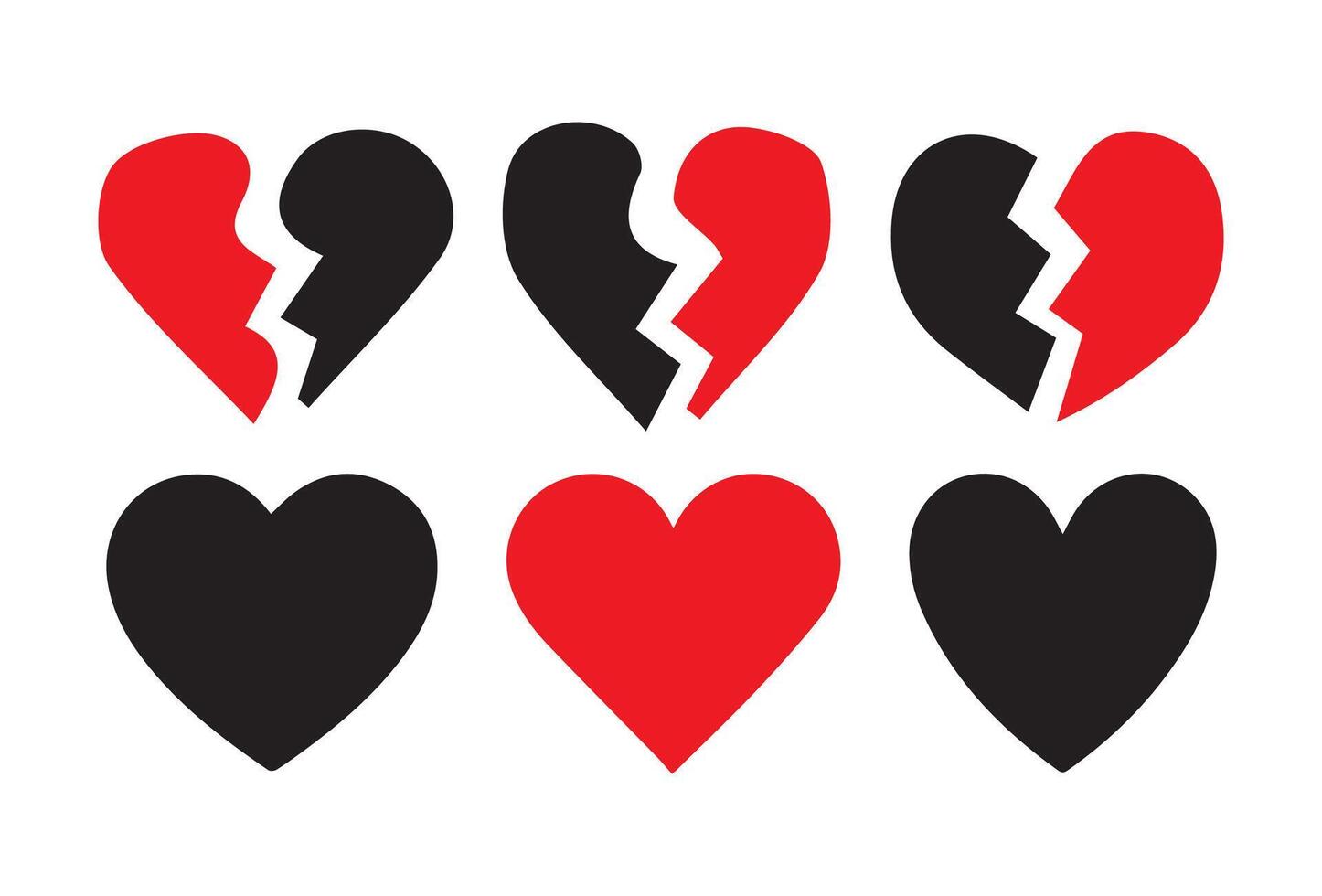 Heart icons. Artistic red heart love symbols isolated editable illustration. vector