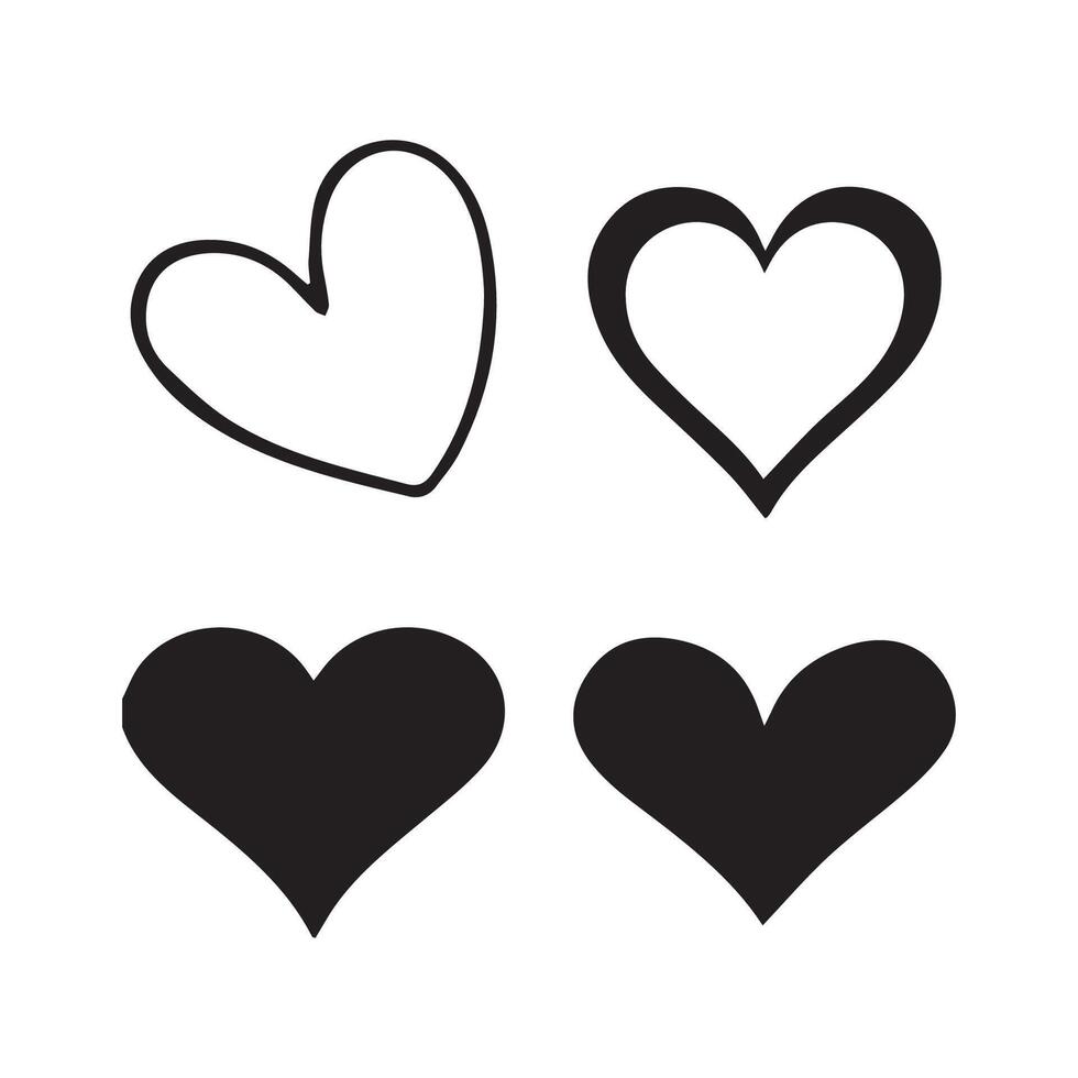 Various simple heart love icon. Valentine's Day vector