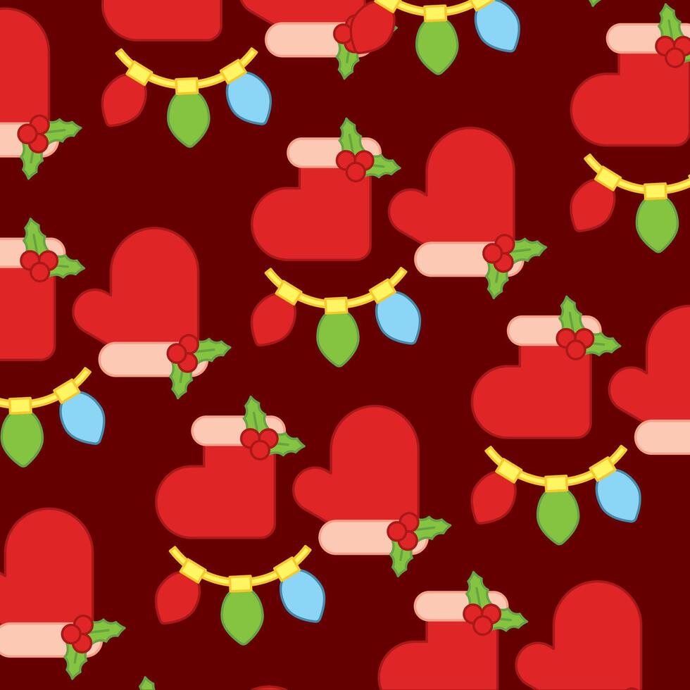 Christmas pattern with mittens and holly vector
