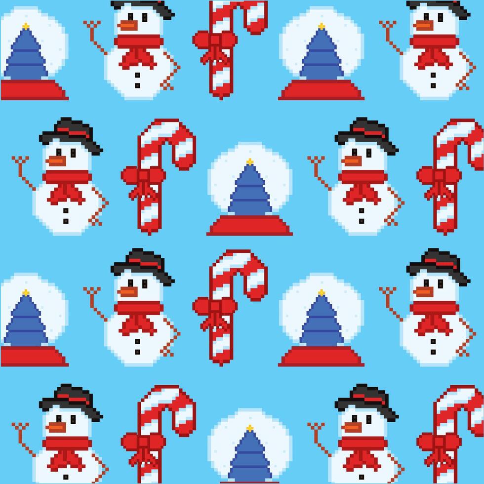 Christmas pattern with snowmen and candy canes vector