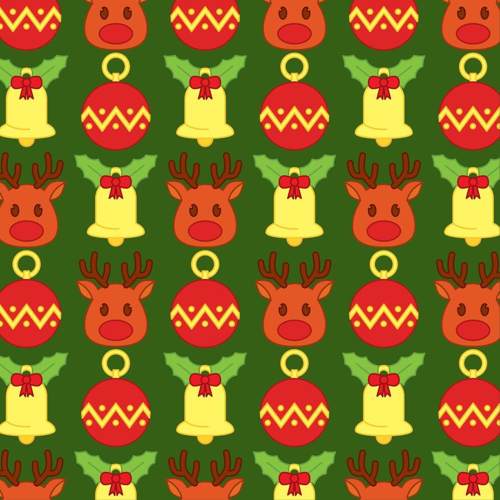 Christmas pattern with reindeer and ornaments vector