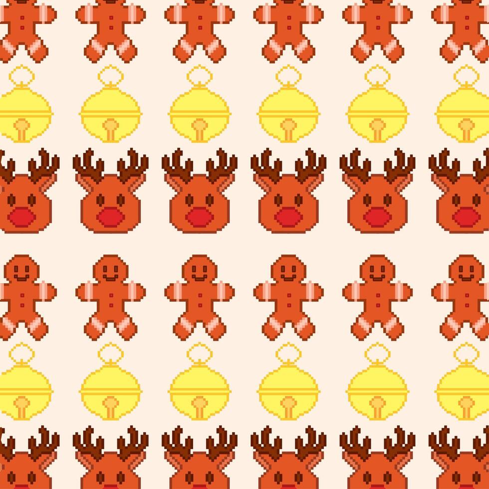 Christmas pattern with reindeer and bells vector