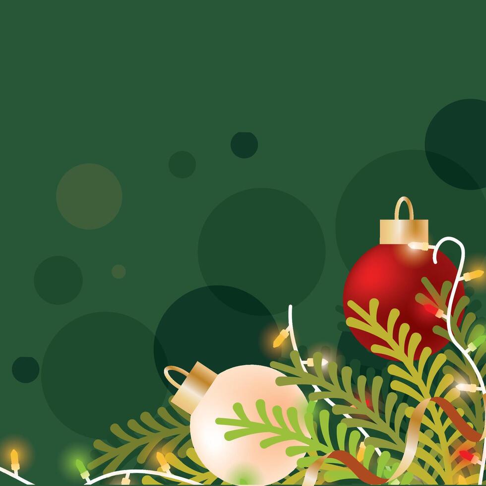 Christmas decorations with glowing ornaments vector