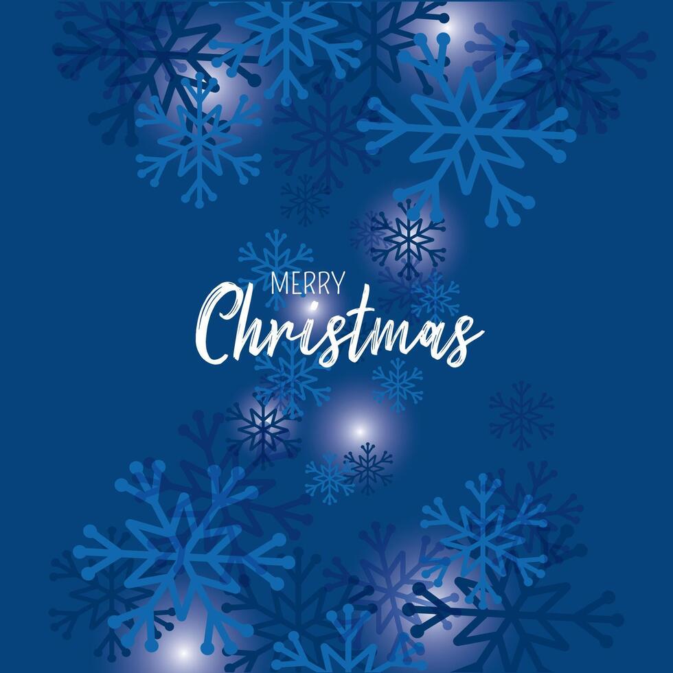 Blue Christmas background with glowing snowflakes vector