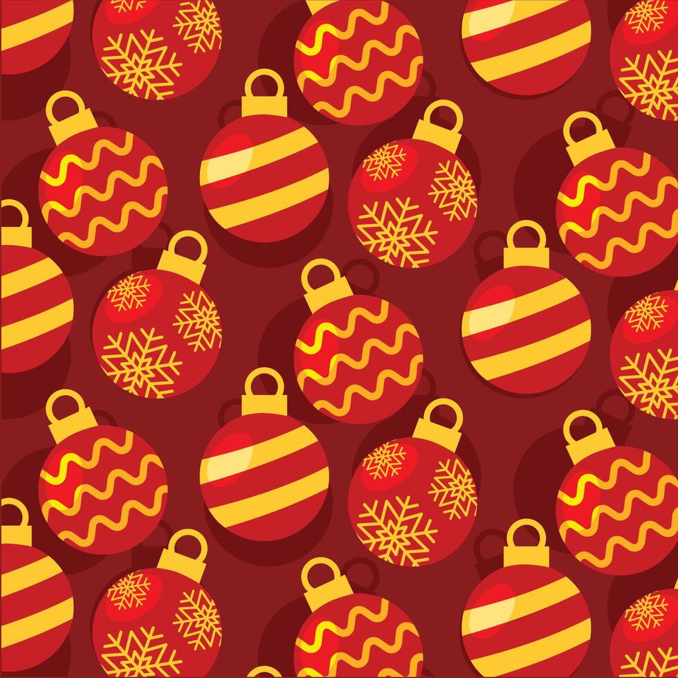 Red and gold Christmas ornament pattern vector