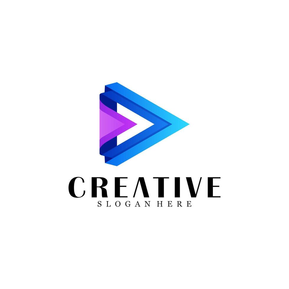 Abstract play media logo design vector