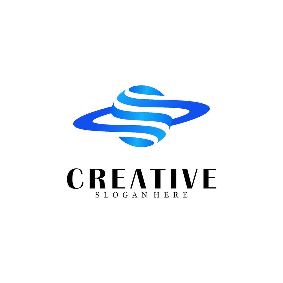 Abstract planet logo design vector
