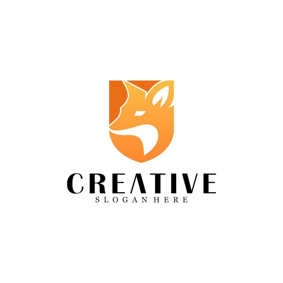 Abstract fox with shield logo design vector