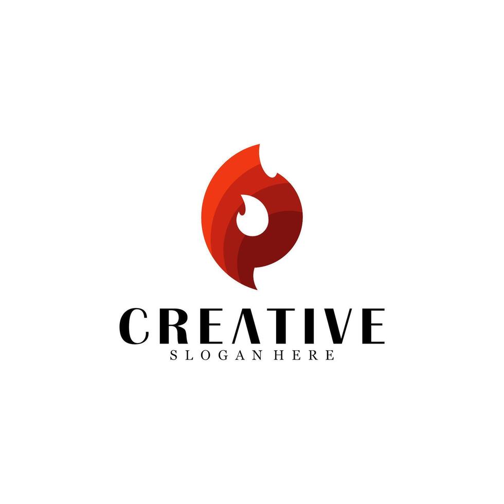 Abstract letter p with fire logo design vector