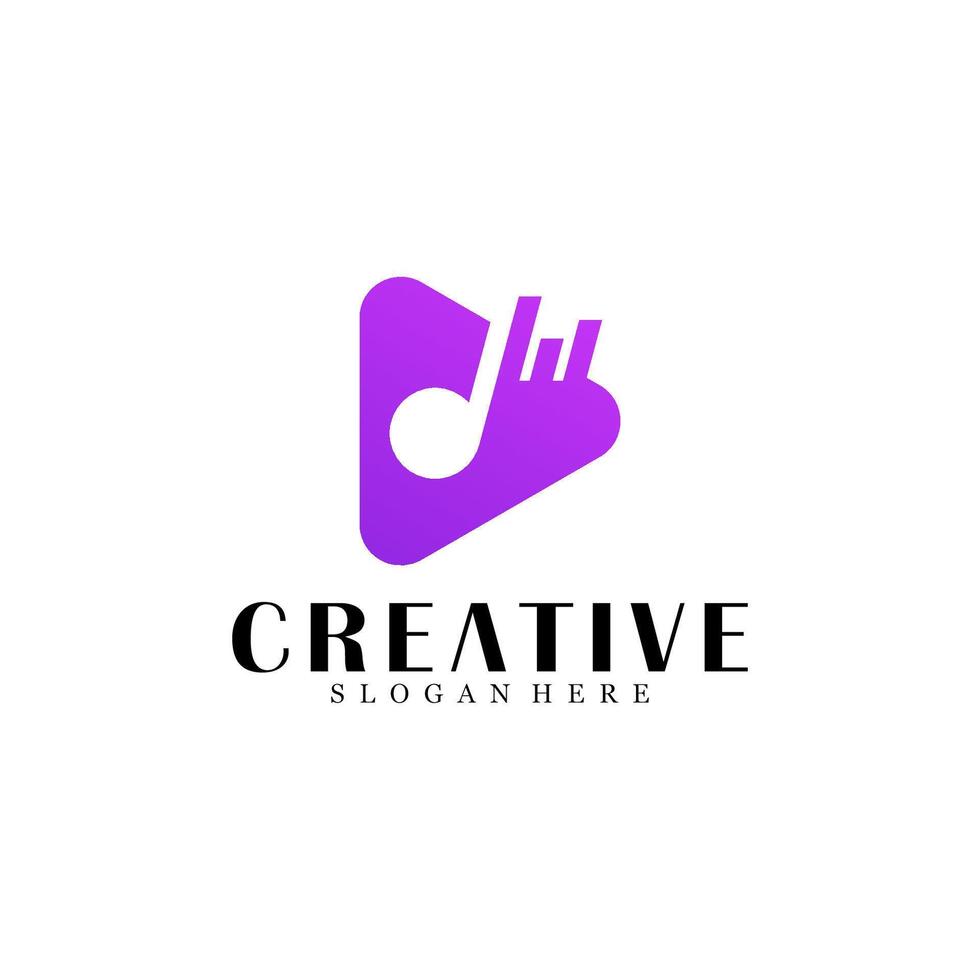 Abstract play music logo design vector