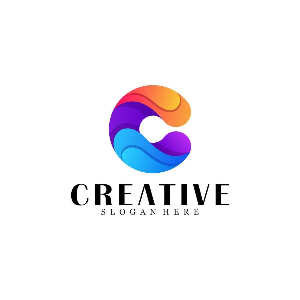 Colorful abstract letter c logo design vector