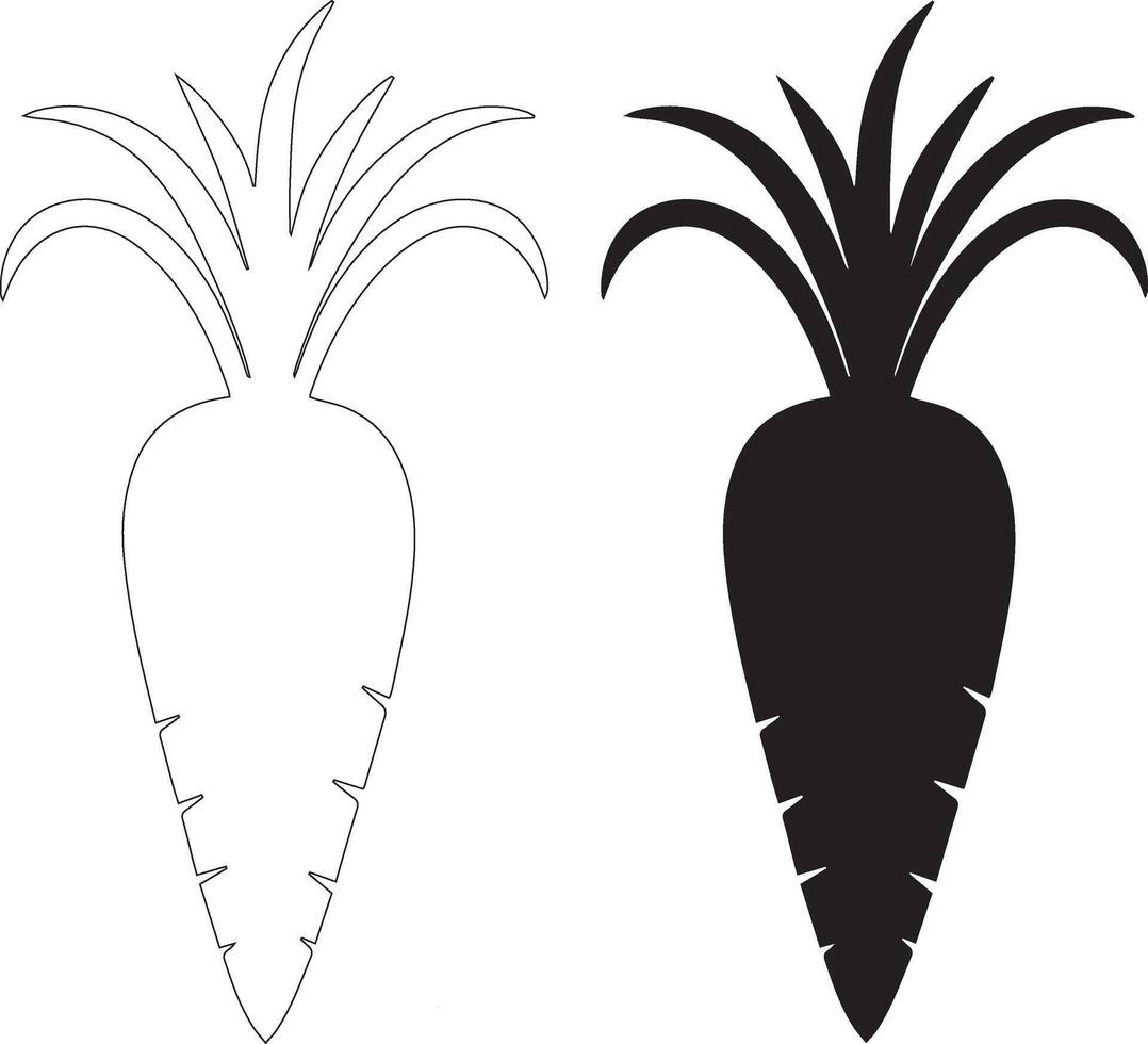 Carrot vegetables with simple design on a white background Cute illustration silhouette. vector