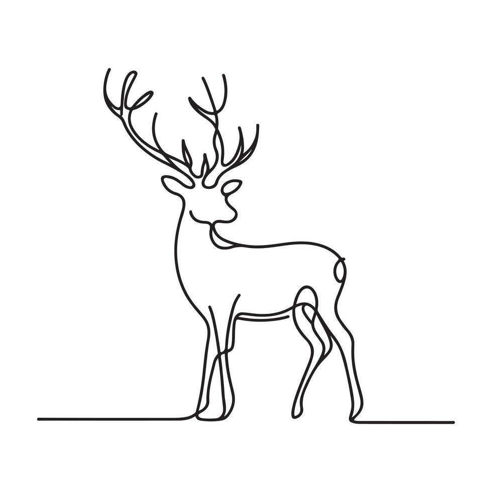 single one line deer silhouette white background vector