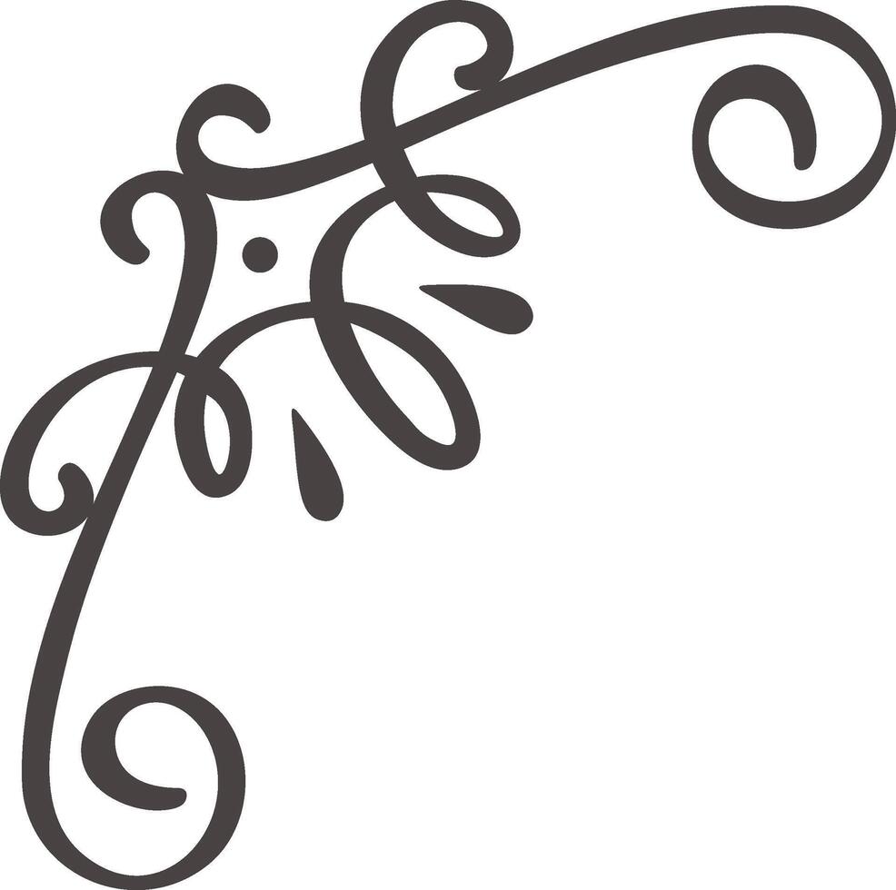 Hand drawn flourish creating an elegant corner piece, ideal for adding a touch of sophistication to invitations, stationery, or web designs vector