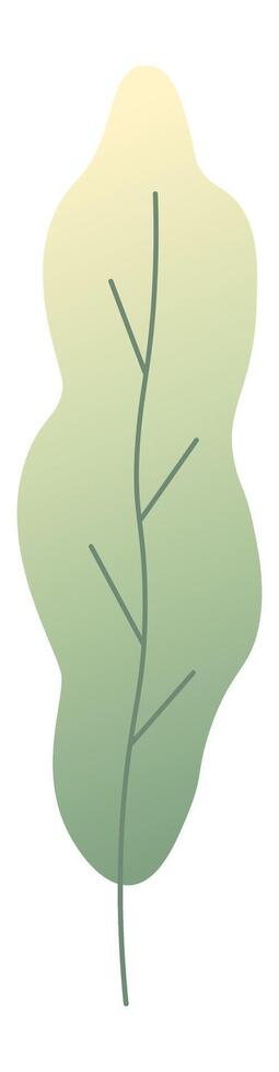 Stylized green leaf featuring a vibrant gradient and distinct veins, representing themes of nature, growth, and environmental awareness. Emphasizing organic beauty and harmony vector