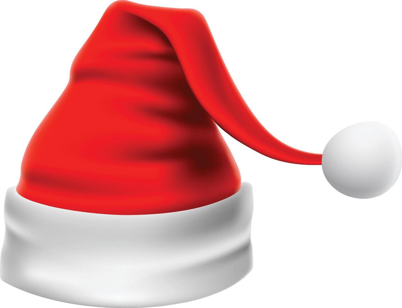 Red and white santa claus hat featuring fluffy white trim and a playful pompom, capturing the joyful spirit of christmas celebrations and the festive mood of the holiday season vector