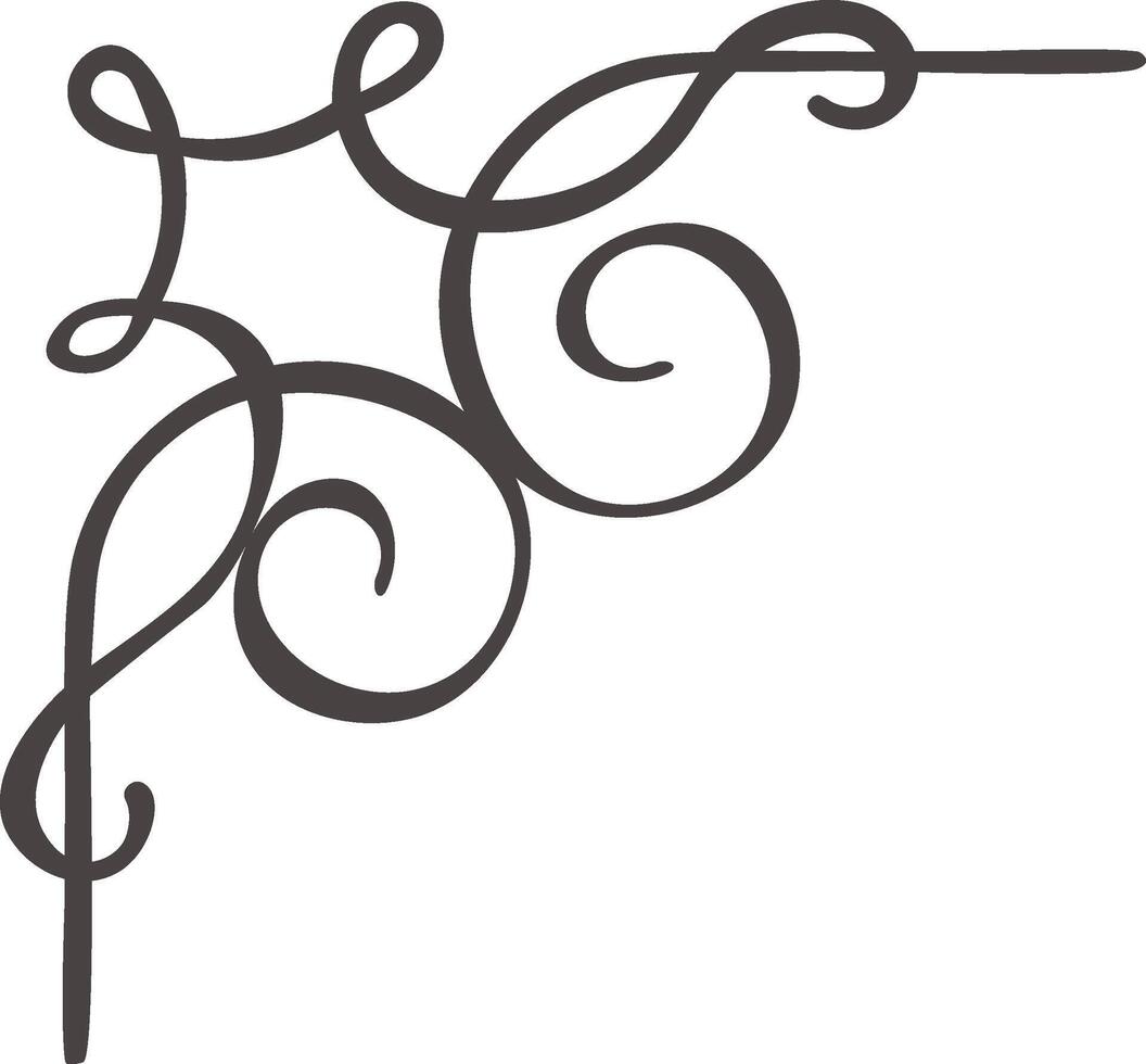Hand drawn flourish creating an elegant and decorative corner design, perfect for adding a touch of sophistication to invitations, stationery, or web graphics vector