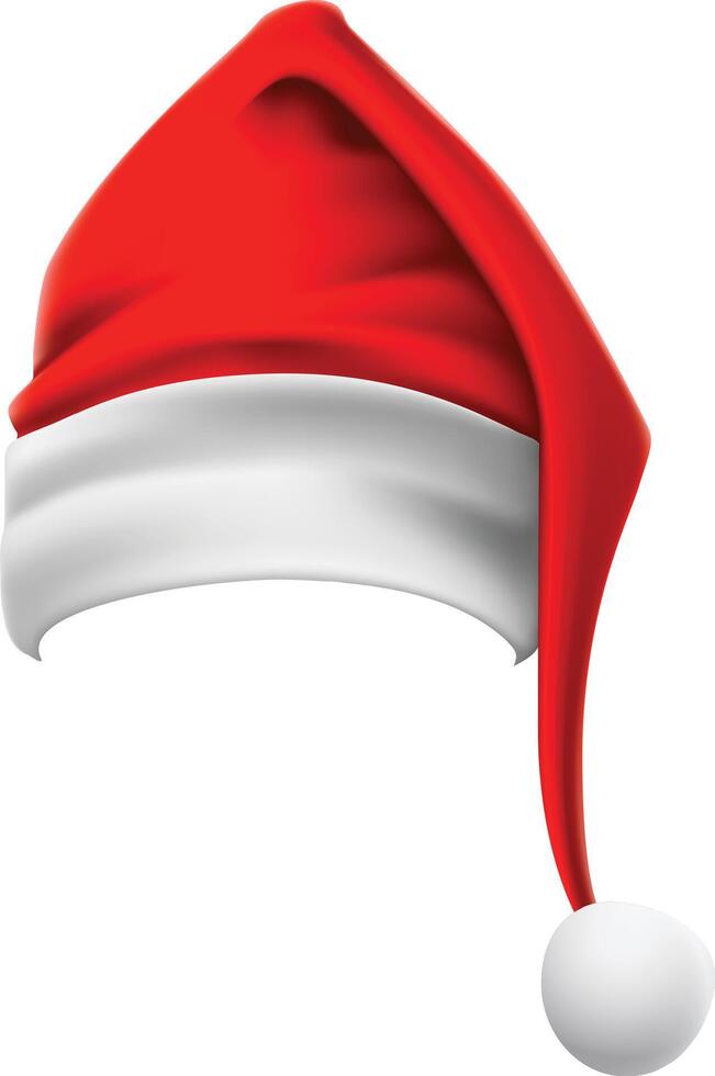 Red and white santa claus hat featuring a fluffy white pom pom embodies the christmas spirit, spreading joy and festive cheer throughout holiday celebrations and gatherings vector