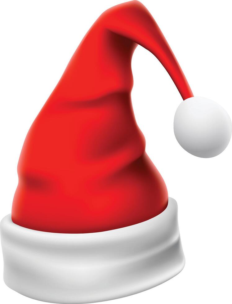 Red santa claus hat featuring white trim and a fluffy pompom embodies the joyful spirit of christmas, inspiring feelings of giving, celebration, and festive cheer during the holiday season vector