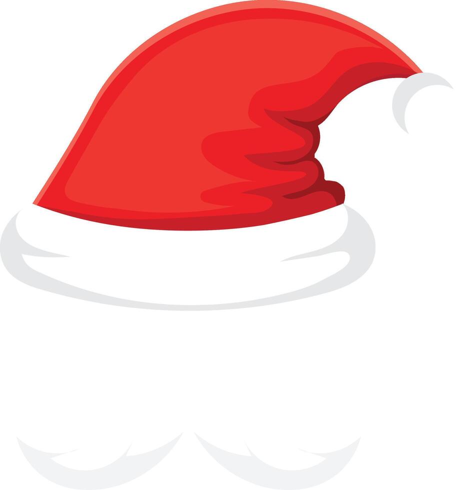 Red santa claus hat featuring white fur trim embodies the christmas spirit and holiday cheer, enhancing festive designs and seasonal projects with its joyful presence vector