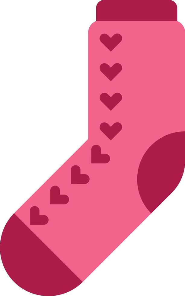 Pink sock adorned with playful hearts, symbolizing love and affection, creating a cozy and warm vibe, ideal for celebrating valentine's day and expressing romantic feelings vector
