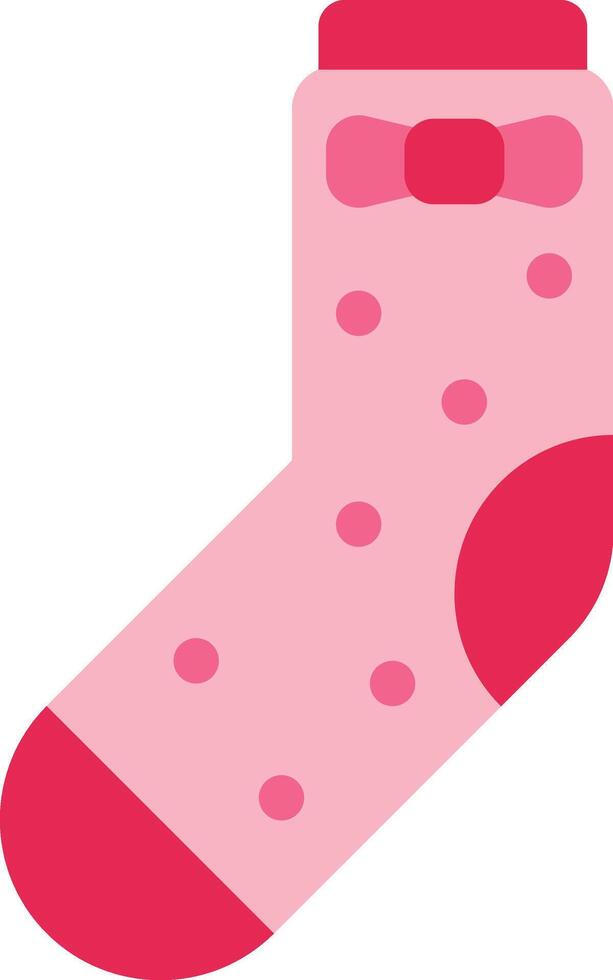 Displaying a pink sock adorned with a dark pink bow and polka dots against a clean white background, creating a stylish and simple fashion accessory vector