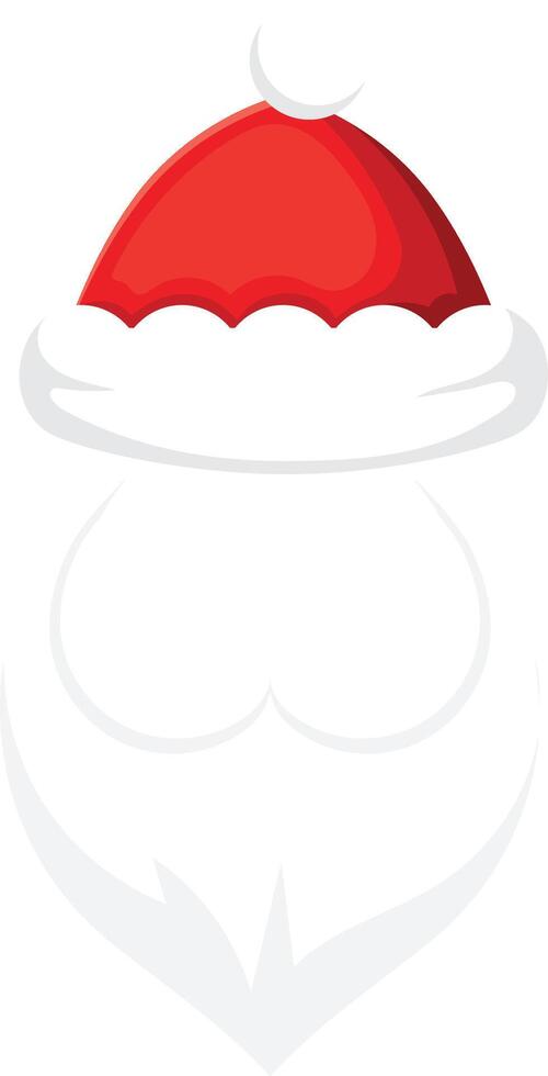 Cartoon illustration featuring santa claus's iconic red hat with white trim and a fluffy white beard, embodying the spirit of christmas celebrations and holiday cheer vector