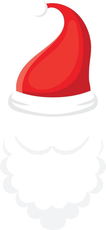 Cartoon illustration featuring santa claus's iconic red hat with white trim and a fluffy white beard, evoking the spirit of christmas festivities and holiday cheer vector