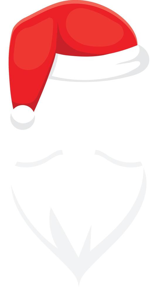 Festive illustration showcasing santa claus's iconic red hat and fluffy white beard, capturing the essence of christmas tradition and holiday cheer vector