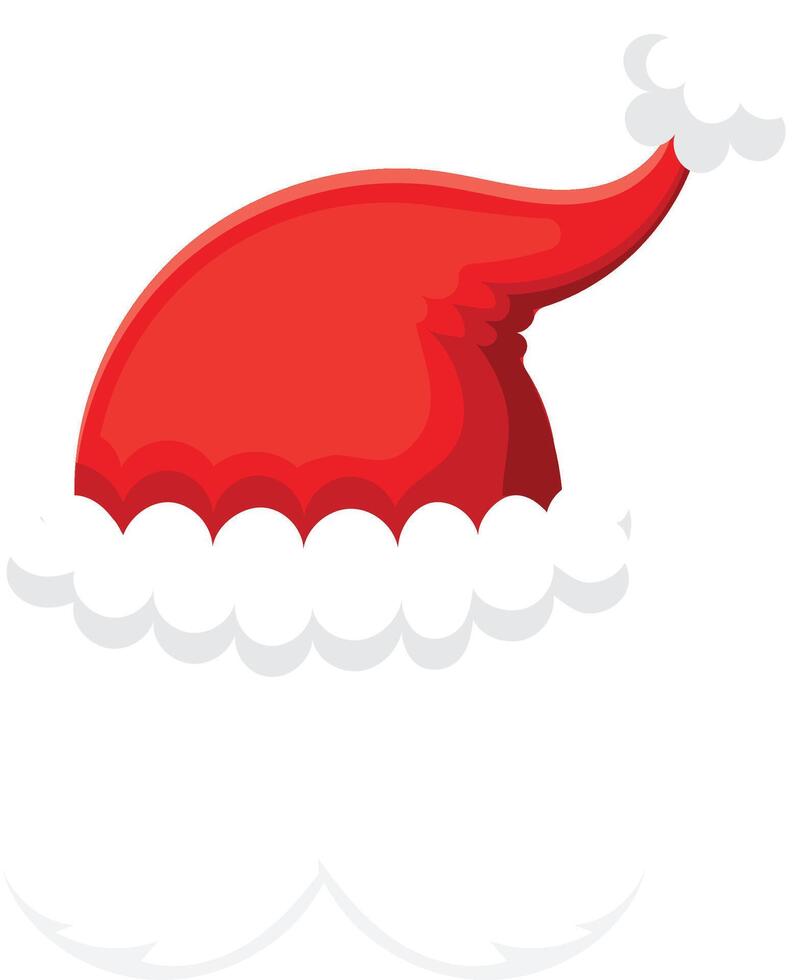 Festive santa claus hat embodies christmas spirit, featuring vibrant red fabric and fluffy white fur trim, perfect for holiday celebrations and joyful greetings vector