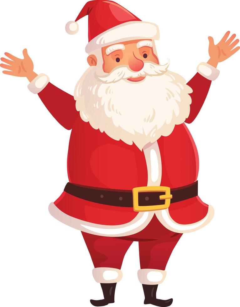 Santa claus, with open arms and a beaming smile, embodies the festive spirit of christmas, inviting everyone to share in the joy and magic of the holiday season vector