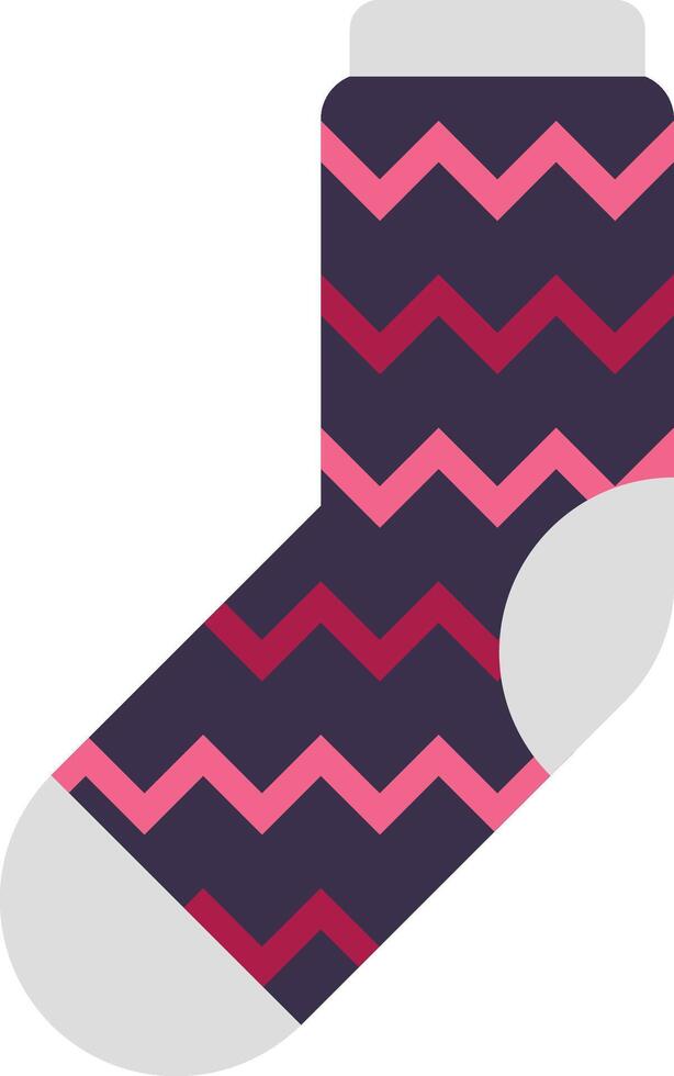Cozy winter sock showcasing a vibrant chevron pattern in pink and red, offering both warmth and style for keeping feet comfortable during chilly weather vector