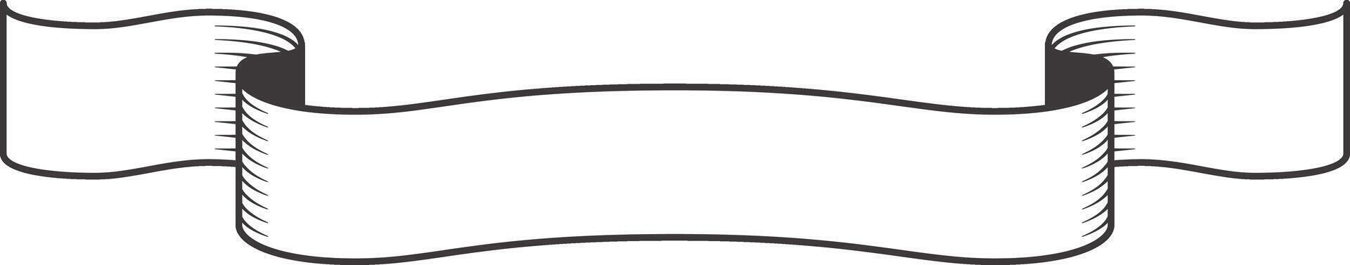Horizontal vintage ribbon banner gracefully waving in the wind, featuring elegantly curled edges, perfect for enhancing titles, logos, and various decorative graphic elements vector