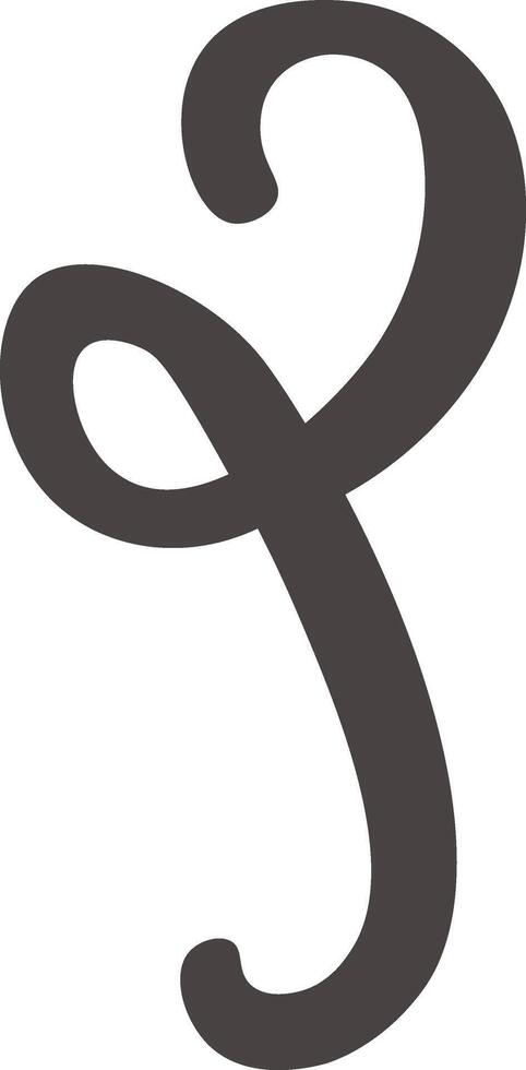 Elegant dark gray lowercase letter j featuring decorative swirls and loops, ideal for personalized designs, monograms, or artistic projects requiring a touch of sophistication vector