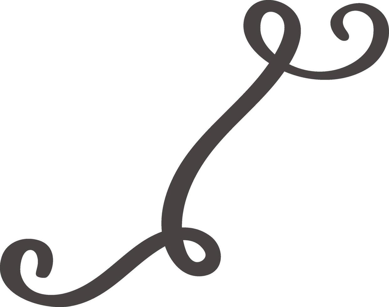 Hand drawn flourish creating a decorative corner element, adding a touch of elegance and sophistication to designs with its swirling lines and graceful curves vector