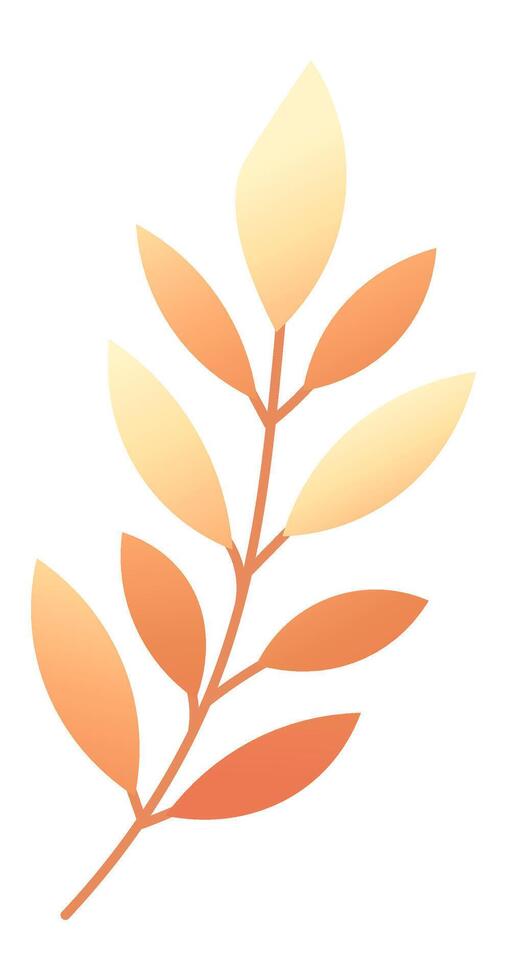 Gradient orange and yellow leaves growing on a delicate branch, exuding a warm and inviting autumnal atmosphere, ideal for enhancing nature themed designs and decorations vector