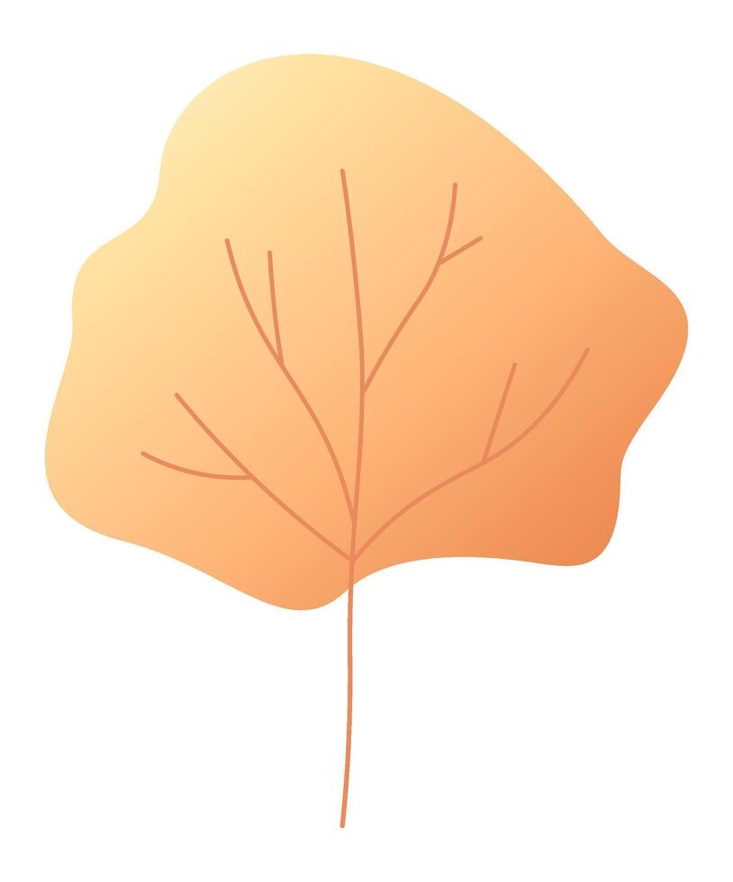 Gradient colors transitioning on a single autumn leaf, showcasing vibrant veins and celebrating the beauty of the fall season with warm hues of orange and yellow vector