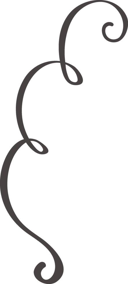 Hand drawn elegant swirls form a decorative vertical border, adding a touch of sophistication and grace to invitations, stationery, or web design projects vector
