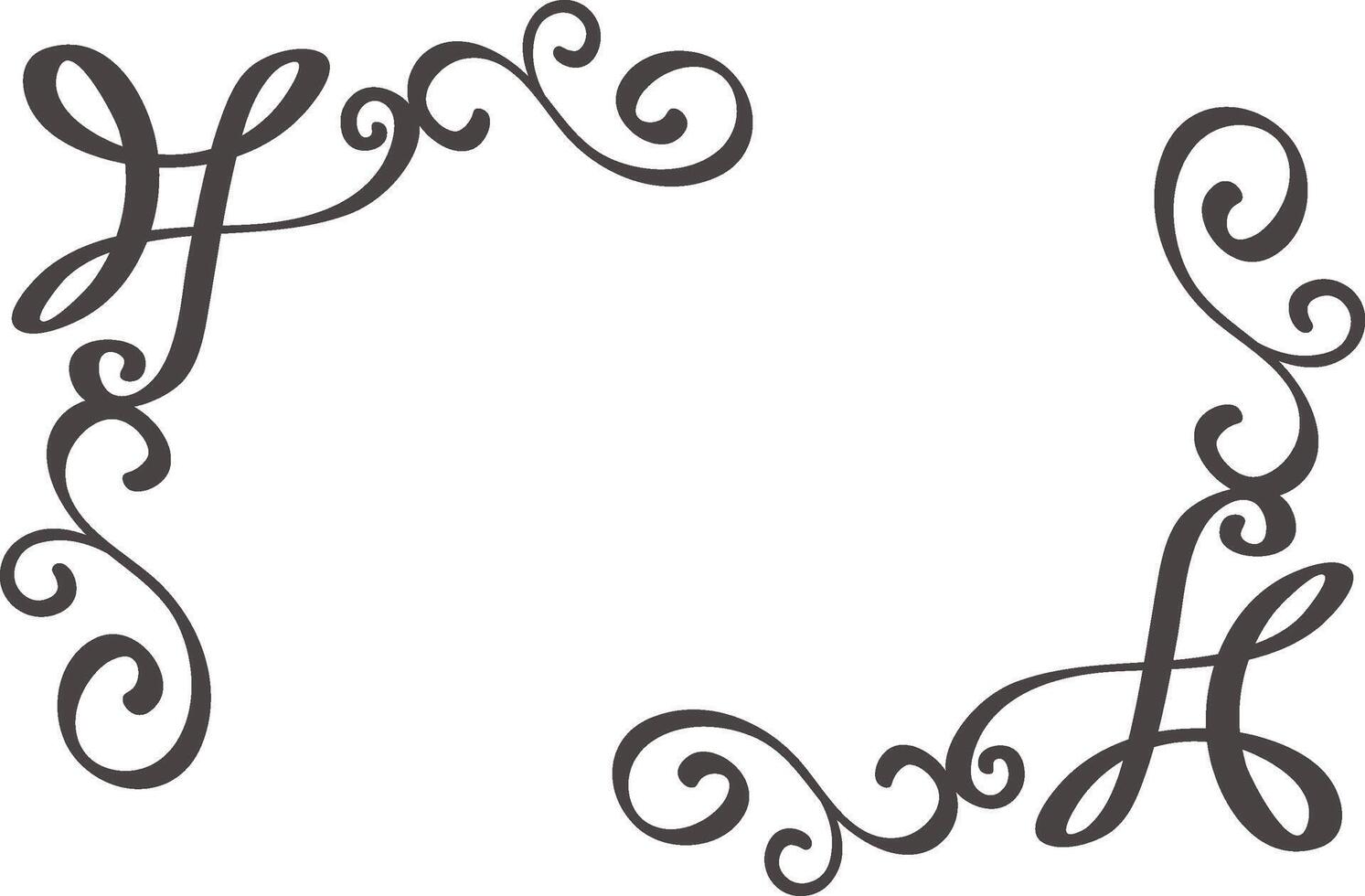 Hand drawn flourishes create an elegant and decorative corner frame, adding a touch of sophistication and artistic flair to any design project vector