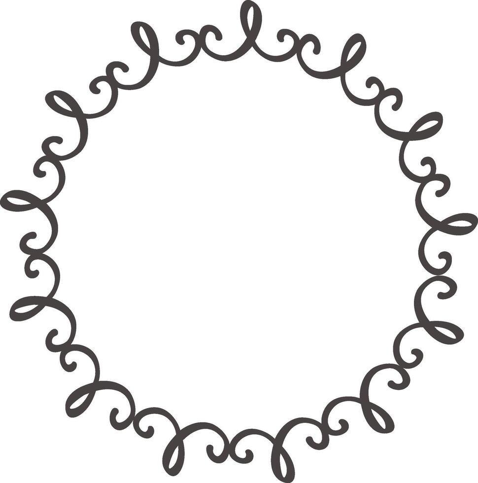 Round frame with swirling, decorative lines creating an elegant and ornate border, perfect for invitations, announcements, or other graphic design projects vector
