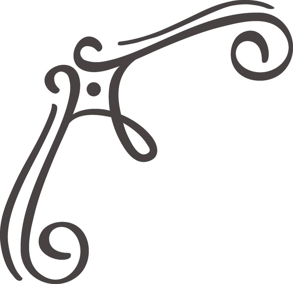 Hand drawn flourish corner adds a touch of elegance and sophistication, creating a visually appealing design element for various projects and enhancing overall aesthetic vector