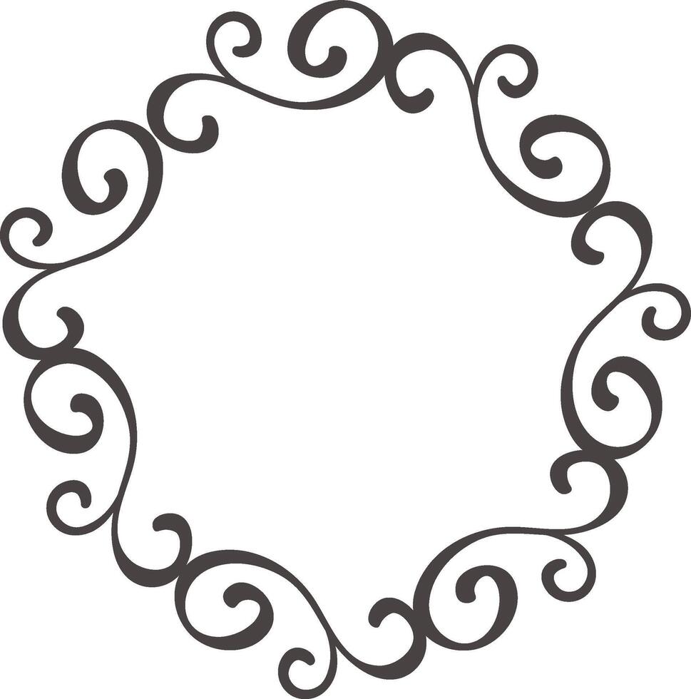 Round decorative frame featuring elegant flourishes creates a classic and ornate design, ideal for enhancing invitations, logos, or various embellishments for special occasions vector