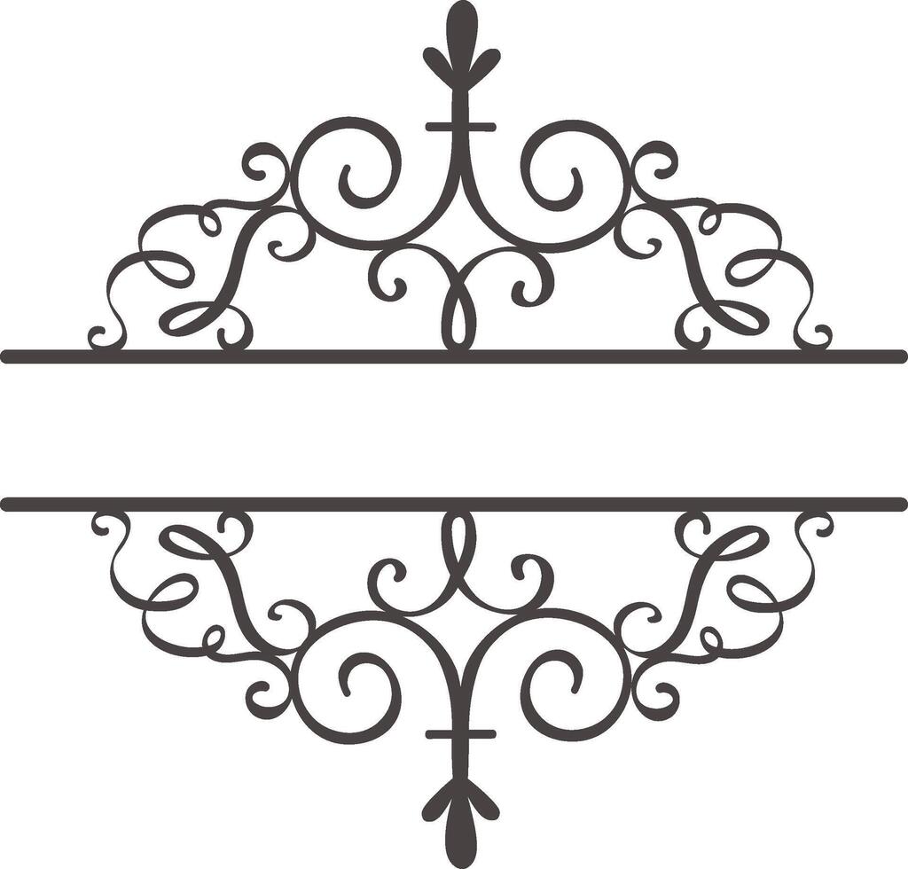 Elegant flourishes and swirls create a sophisticated decorative frame, perfect for adding a touch of classic design to titles, text, invitations, or announcements vector