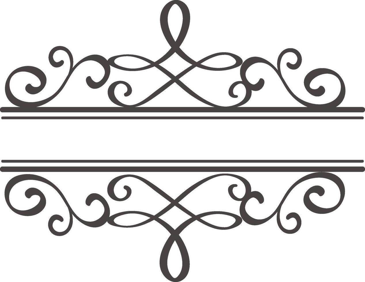 Elegant double horizontal divider featuring delicate flourishes, creating a refined frame ideal for invitations, announcements, or designs needing classic charm vector