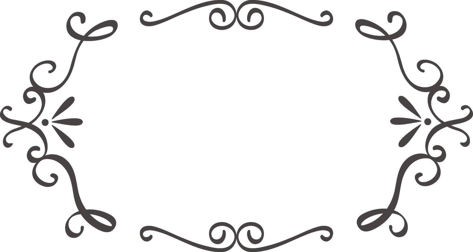 Hand drawn flourishes create a sophisticated and elegant frame, perfect for adding a touch of vintage charm to invitations, announcements, or other design projects vector