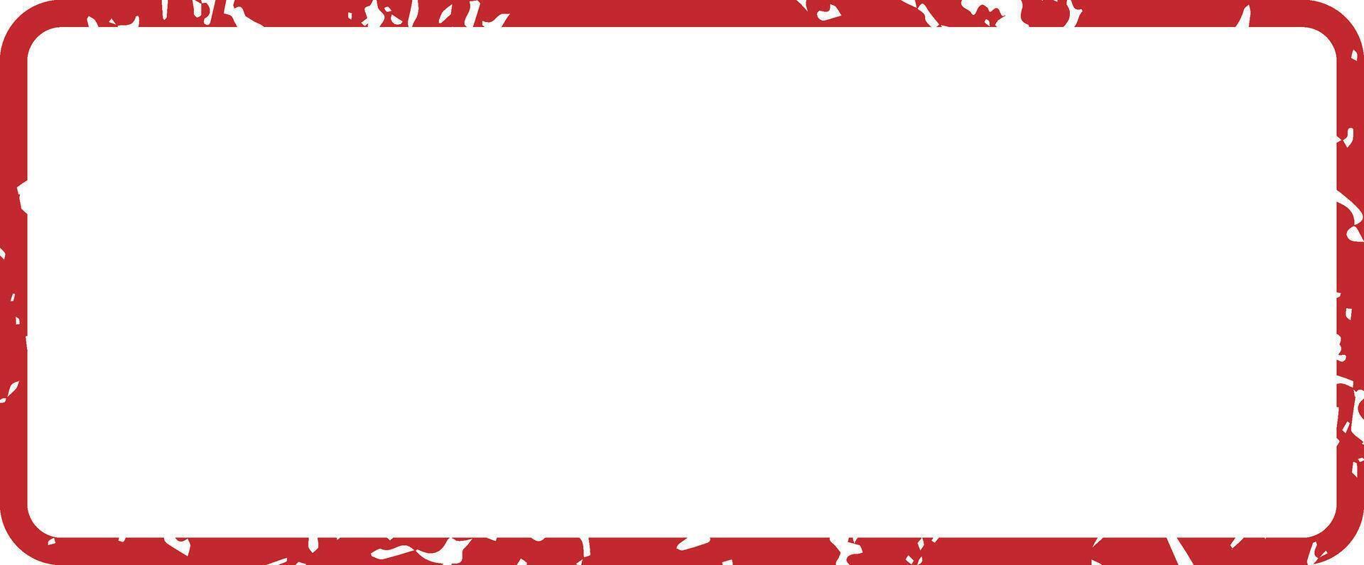 Red grunge rectangular frame featuring rounded corners and rough edges, creating an isolated white content area that evokes a vintage, distressed aesthetic perfect for design projects vector