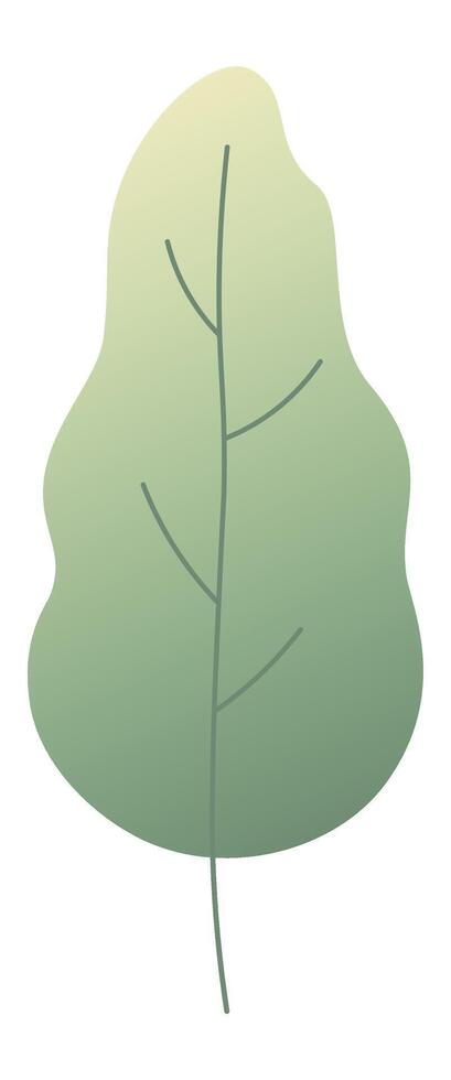 Single green leaf with central vein and soft gradient from light to dark green, creating a fresh and natural feel, perfect for representing nature, growth, or eco friendly concepts vector
