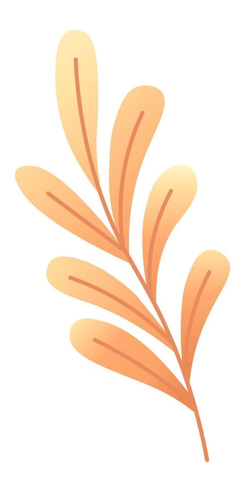 Single branch with orange leaves growing upward, symbolizing nature, growth, and vitality, perfect for representing spring, new beginnings, or organic concepts vector