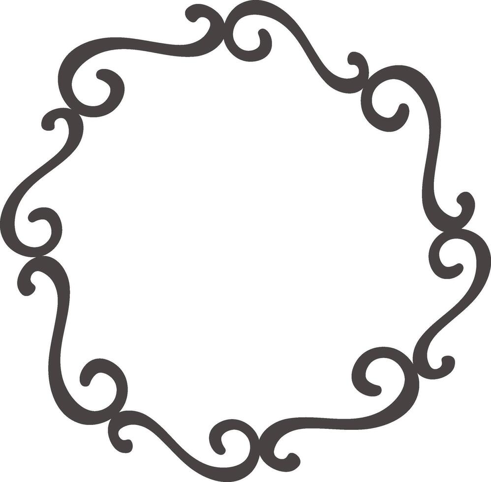 Elegant swirls are forming a beautiful ornate round frame, perfect for adding a touch of sophistication and vintage charm to any design project vector