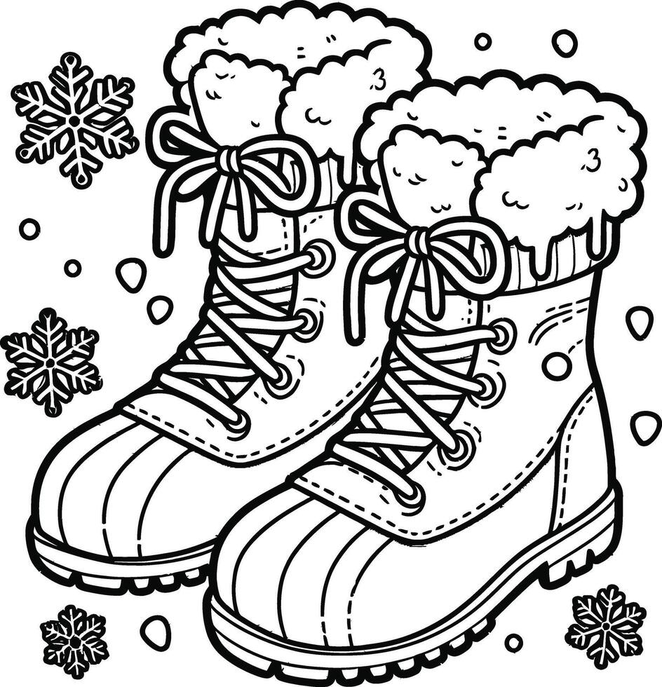 Winter boots coloring pages vector